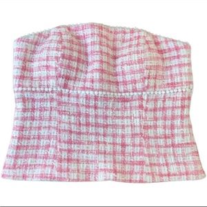 NWT Lilly Pulitzer Astrid strapless top tweed plaid boucle